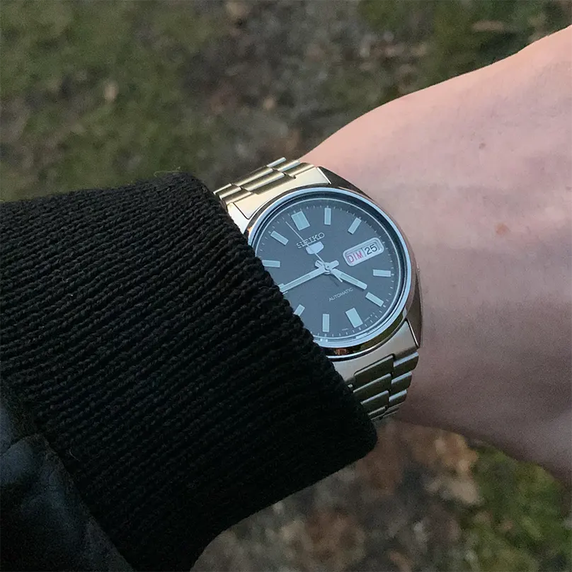 Seiko 5 Automatic Black Dial Day Date Men's Watch- SNXS79K1