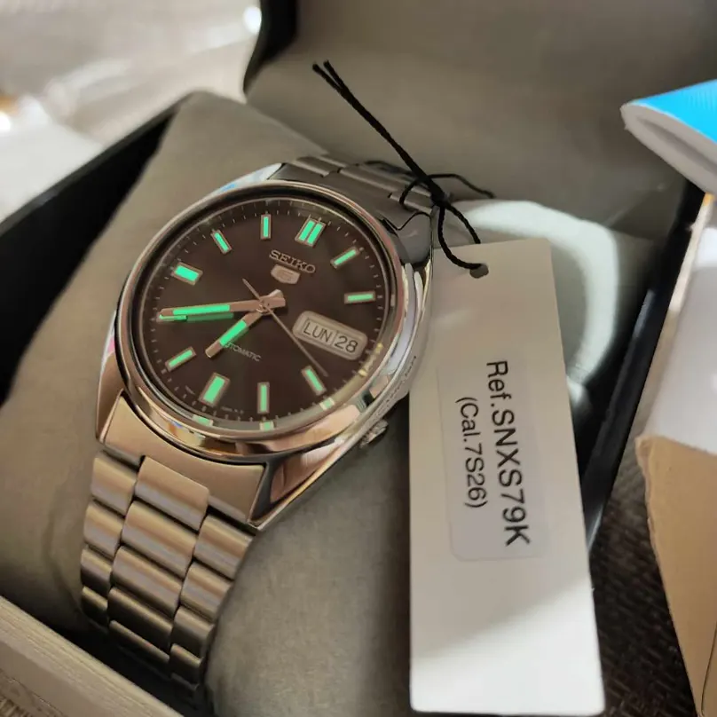 Seiko 5 Automatic Black Dial Day Date Men's Watch- SNXS79K1