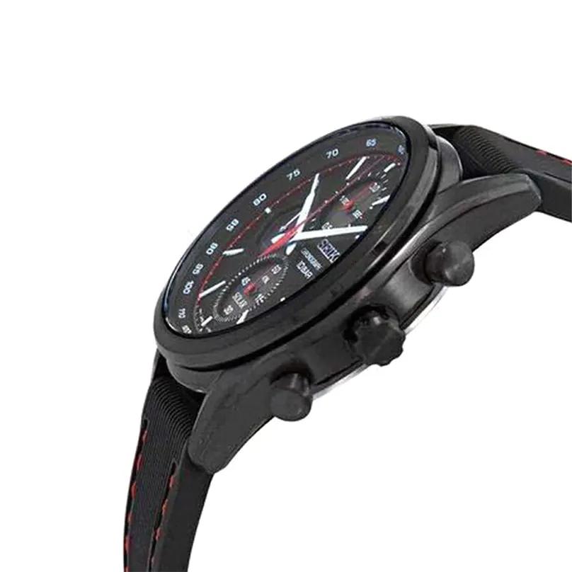 Seiko Solar Black Dial Black Silicone Men's Watch- SSC777P1