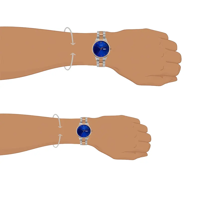 Timex Blue Dial Two-tone Fashion Couple Watch-  TW00ZP006 watch side profile and crown