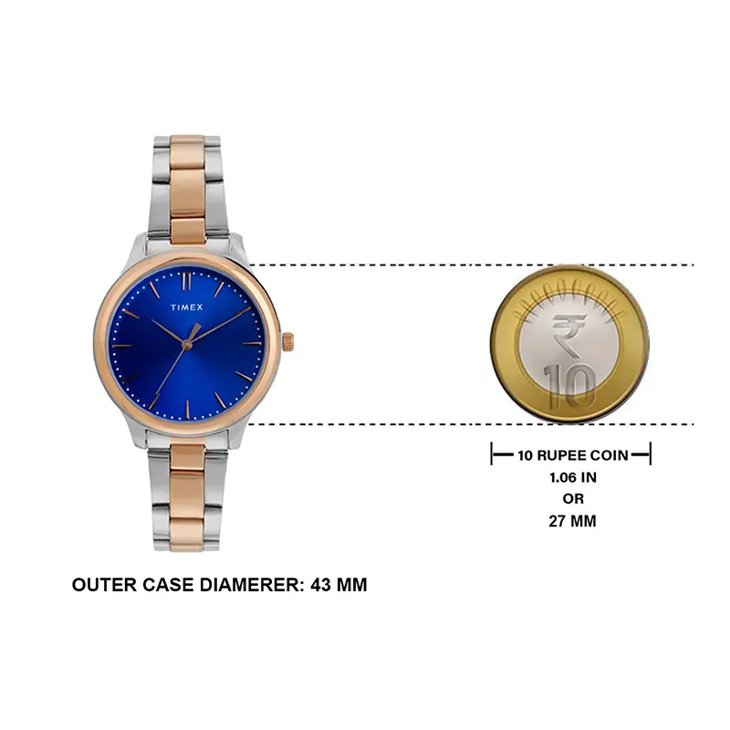 Timex Blue Dial Two-tone Fashion Couple Watch-  TW00ZP006 watch bracelet clasp and caseback