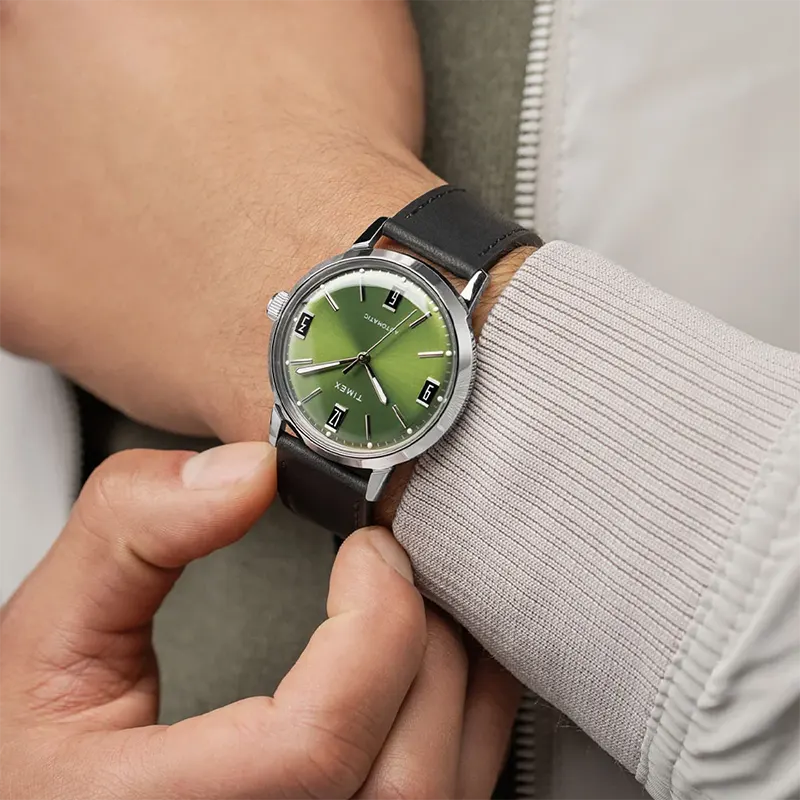 Timex Marlin Green Dial Automatic Men's Watch- TW2V44600 watch side profile and crown