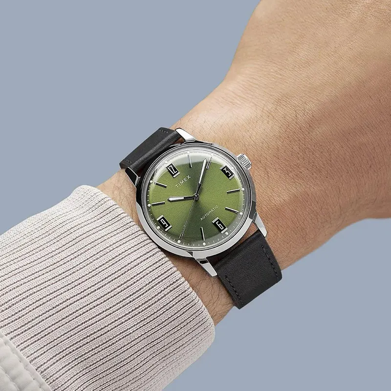 Timex Marlin Green Dial Automatic Men's Watch- TW2V44600 watch bracelet clasp and caseback