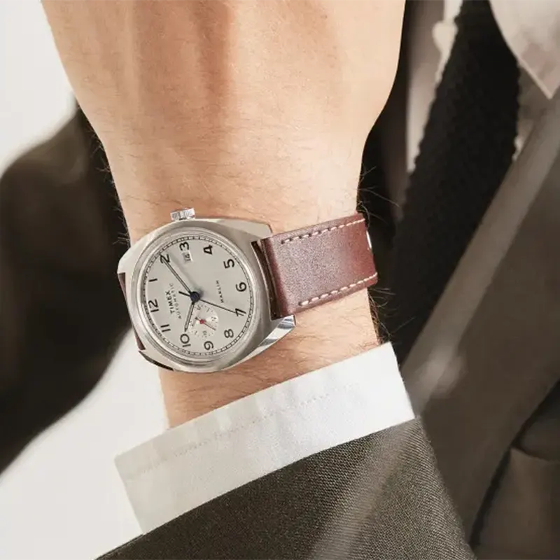 Timex Marlin Sub-Dial Automatic White Dial Watch- TW2V62000 watch bracelet clasp and caseback