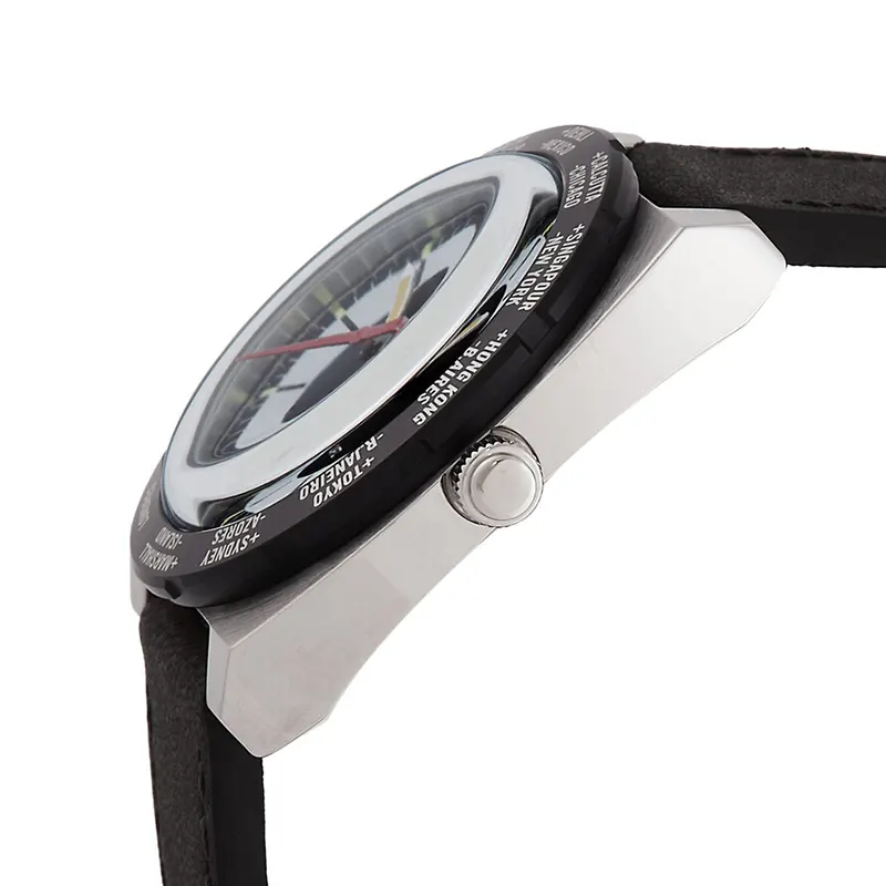 Timex World Time 1972 Reissue Black Dial Men's Watch- TW2V69500 watch side profile and crown