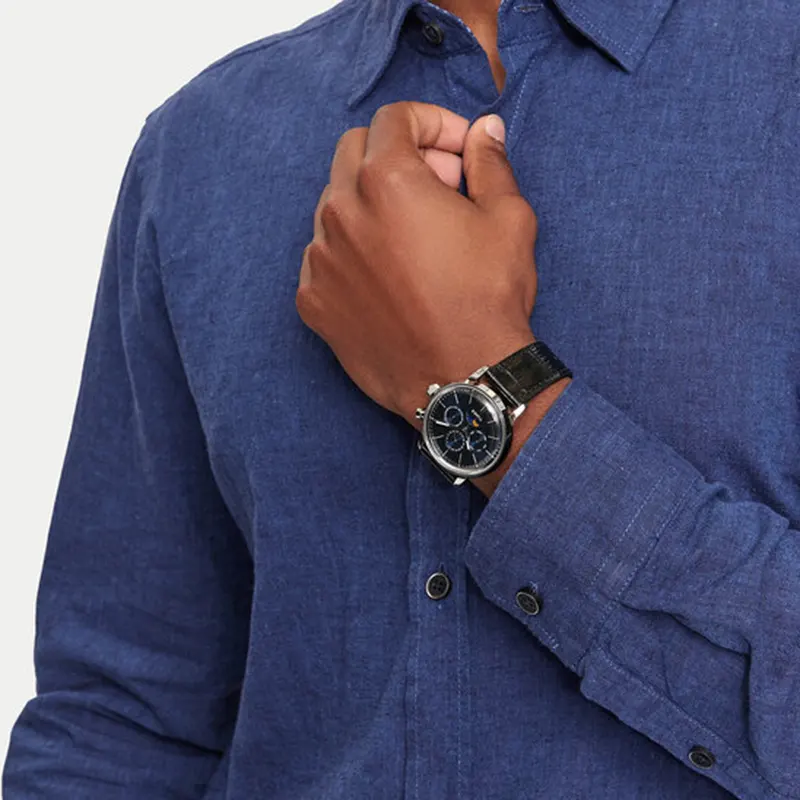 Timex Marlin® Chronograph Moon Phase Blue Men's Watch- TW2W51200 TW2W51200UJ watch side profile and crown