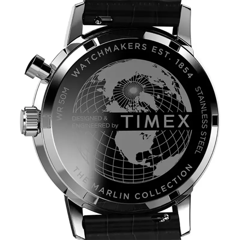Timex Marlin® Chronograph Moon Phase Blue Men's Watch- TW2W51200 TW2W51200UJ watch bracelet clasp and caseback