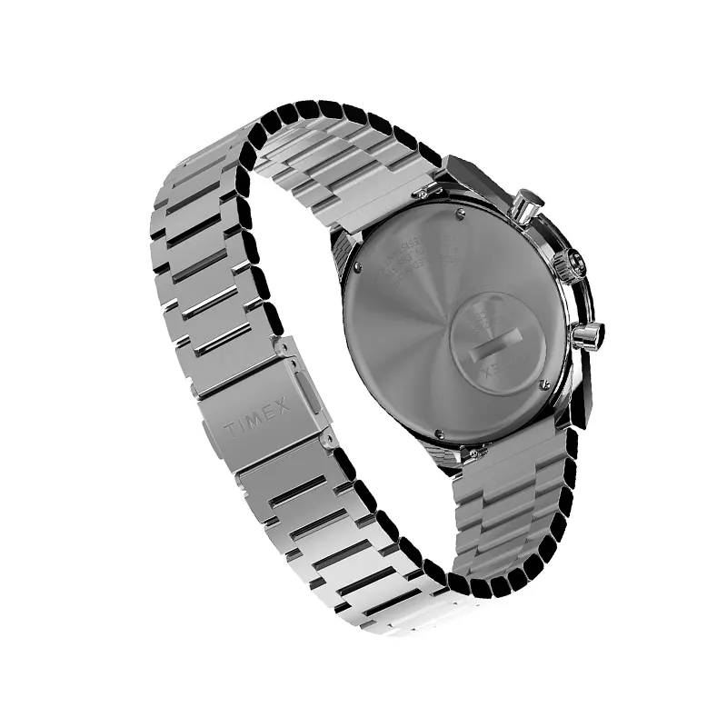 Timex Q Diver Inspired Chronograph White Dial Watch- TW2W53300 watch bracelet clasp and caseback