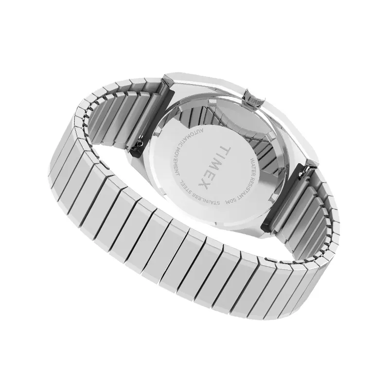 Timex 1983 E Line Reissue Automatic Watch- TW2W70800 TW2W70800UJ watch side profile and crown