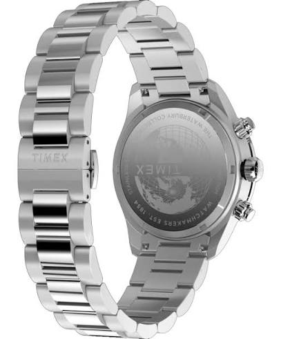 Timex Waterbury Heritage Chronograph Silver Dial Men's Watch- TW2Y19200 watch side profile and crown