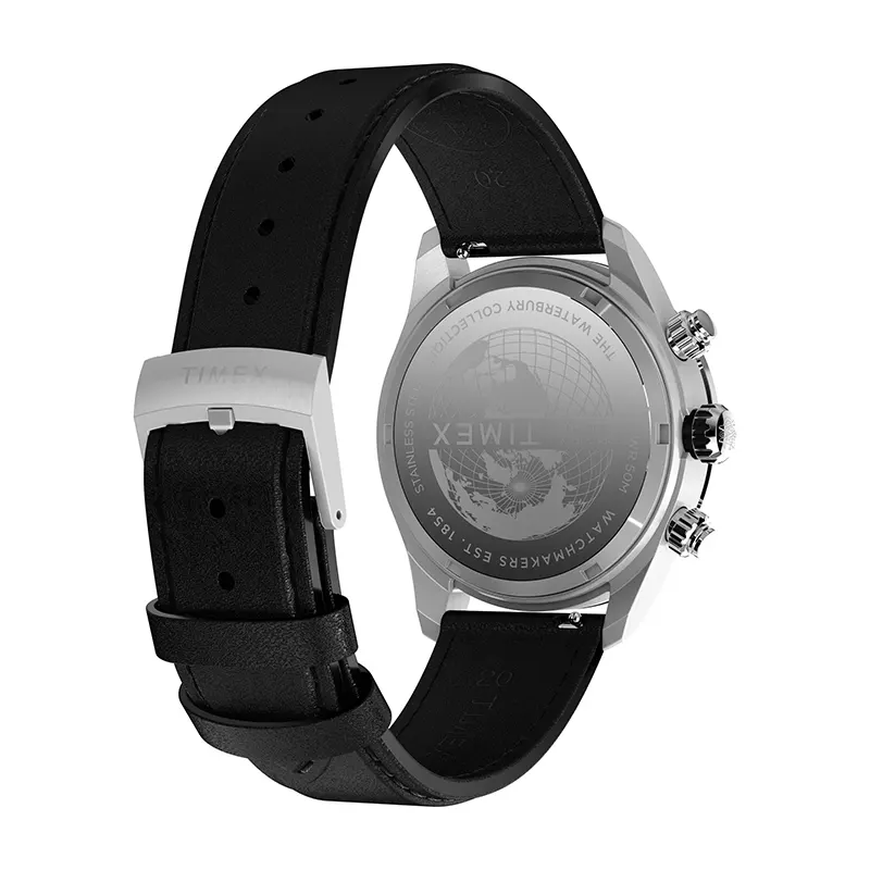 Timex Waterbury Heritage Chronograph Men's Watch- TW2Y19300 TW2Y19300IK watch side profile and crown