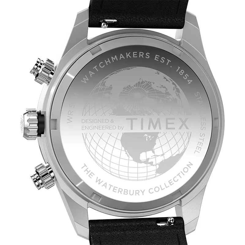Timex Waterbury Heritage Chronograph Men's Watch- TW2Y19300 TW2Y19300IK watch bracelet clasp and caseback