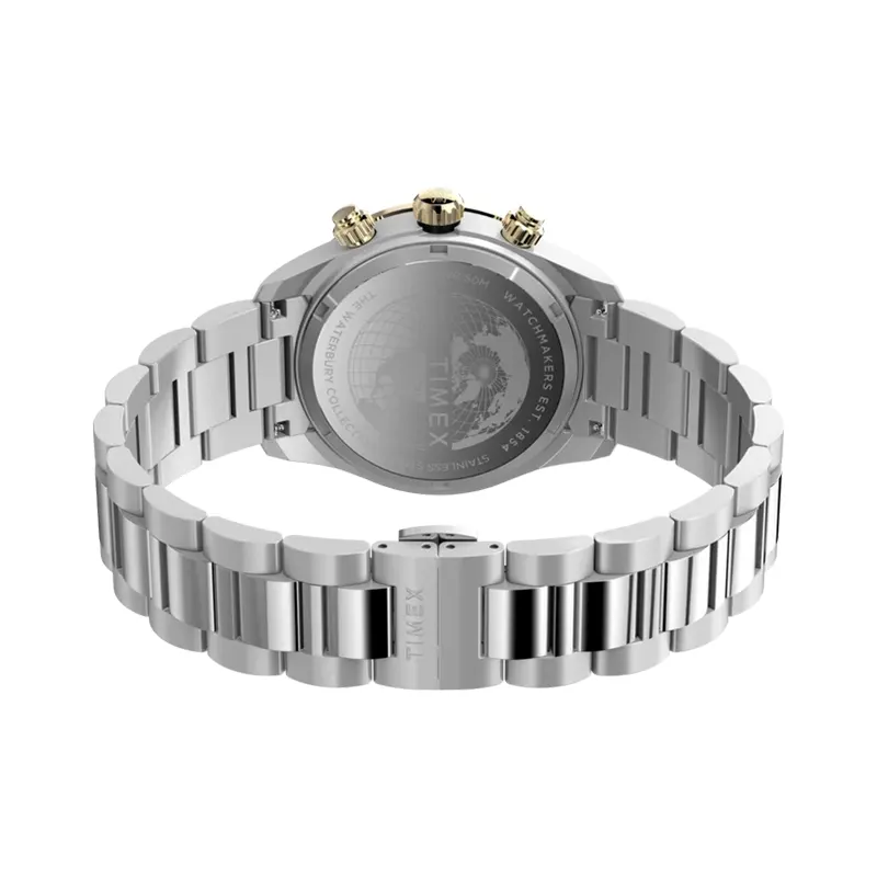 Timex Waterbury Heritage Black Dial Men's Watch- TW2Y24000 watch bracelet clasp and caseback