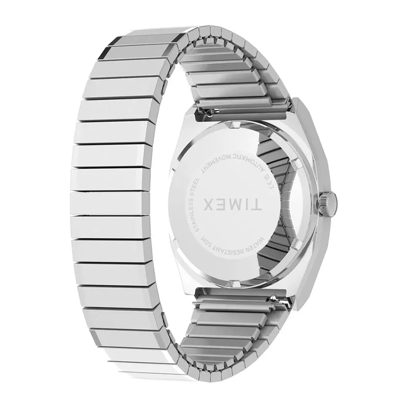 Timex Ice Blue Vintage "TV Dial" Automatic E-Line Men's Watch- TW2Y66700 TW2Y66700UJ watch side profile and crown