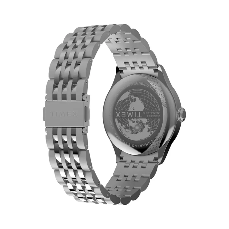 Timex Waterbury Classic Sub-Second White Dial Men's Watch- TW2Y91800 watch bracelet clasp and caseback