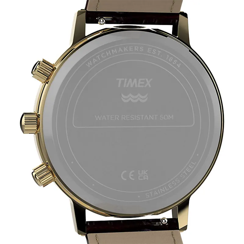 Timex 1990 Reissue Moon Phase Dial Watch- TW2Y99000 watch side profile and crown