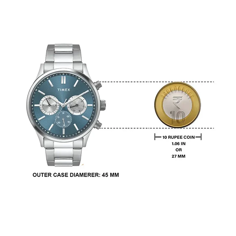 Timex Multifunction Blue Dial Men's Watch- TWEG19604 watch bracelet clasp and caseback