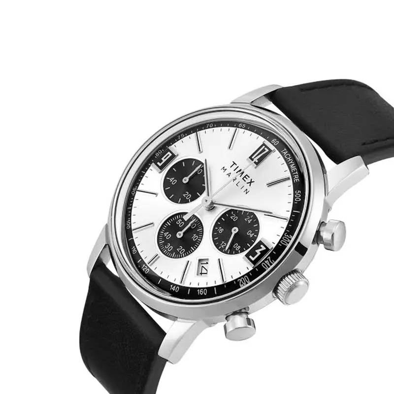 Timex Marlin Silver-Tone Round Dial Men’s Watch- TWEG26703 watch bracelet clasp and caseback