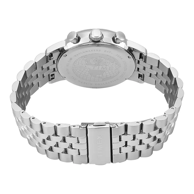 Timex Marlin® Chronograph White Panda Dial Men's Watch-TWEG26704 watch side profile and crown