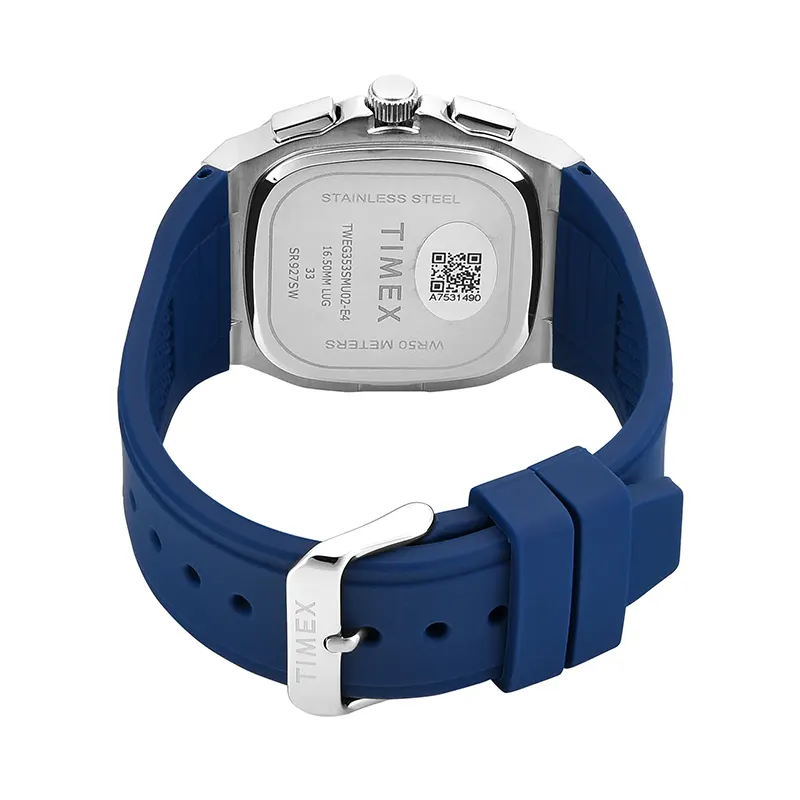 Timex Square Blue Dial Men's Watch- TWEG353SMU02 watch side profile and crown