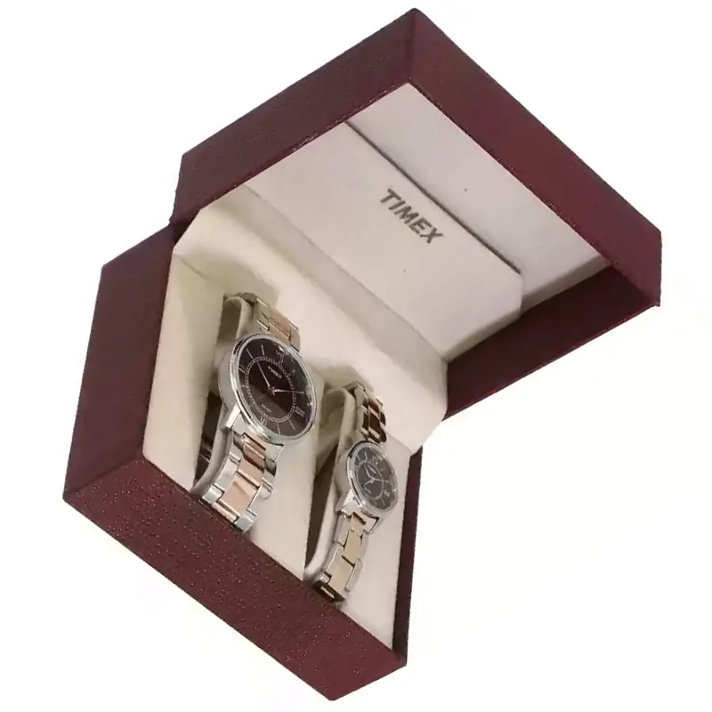 Timex Classics Set Brown Dial Two-tone Couple Watch- TW00PR214 watch bracelet clasp and caseback