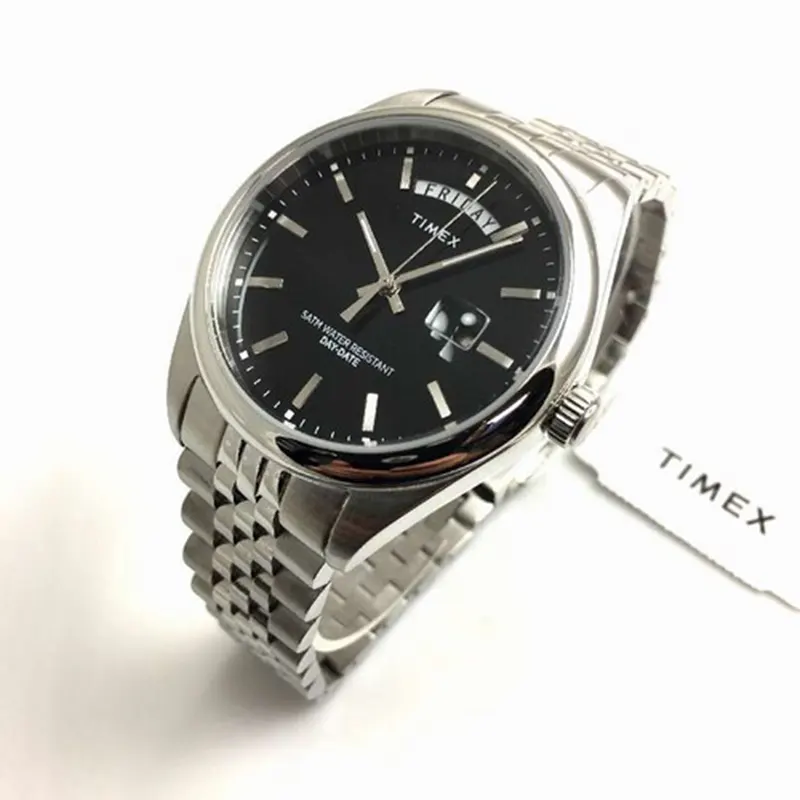 Timex Legacy Quartz Black Dial Men's Watch- TW2V67800 TW2V67800VQ watch bracelet clasp and caseback