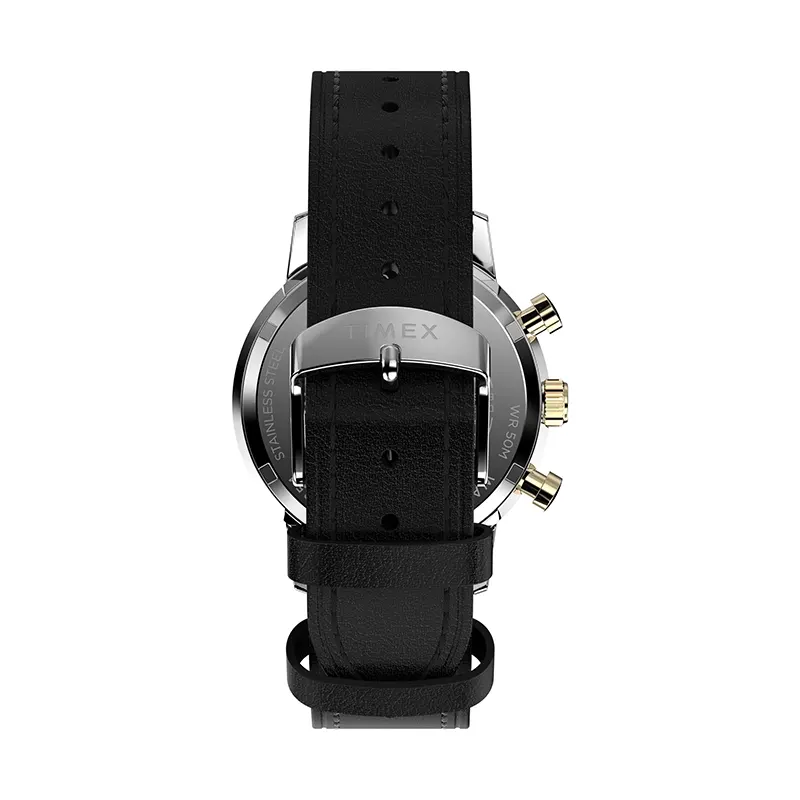 Timex Marlin® Chronograph Tachymeter Black Dial Men's Watch- TW2W51500 TW2W51500UJ watch bracelet clasp and caseback