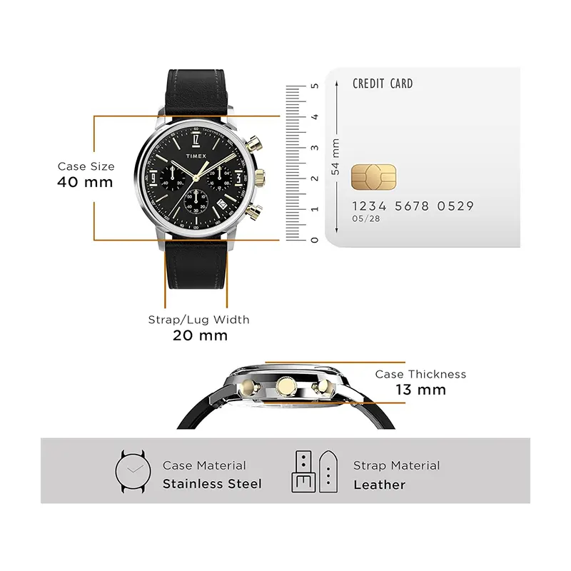 Timex Marlin® Chronograph Tachymeter Black Dial Men's Watch- TW2W51500 TW2W51500UJ watch product view 6