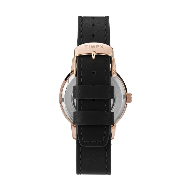 Timex Marlin Automatic Black Dial Leather Men's Watch- TW2U83300 watch bracelet clasp and caseback