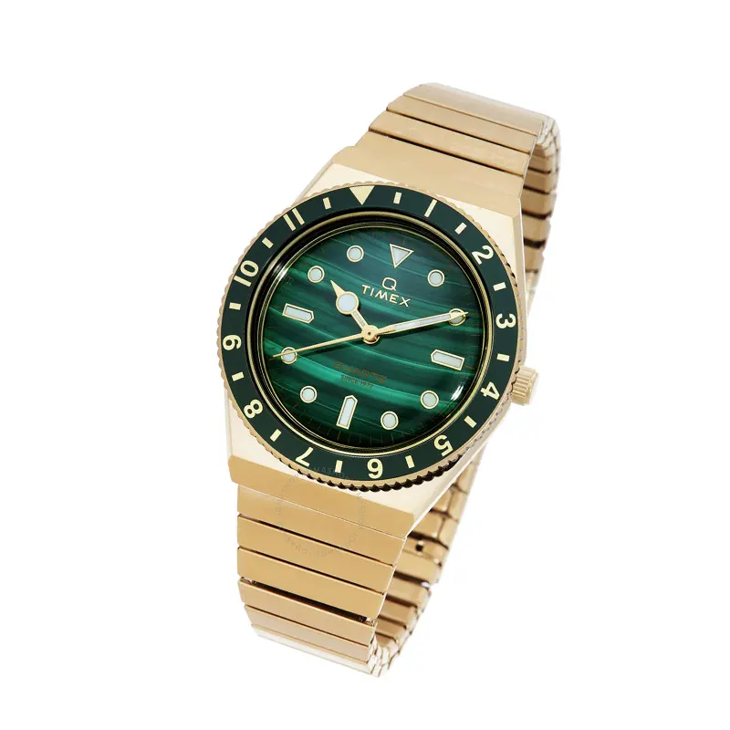 Timex Q 36mm Gold-Tone Green Malachite Dial Watch- TW2V92200 watch product view 5