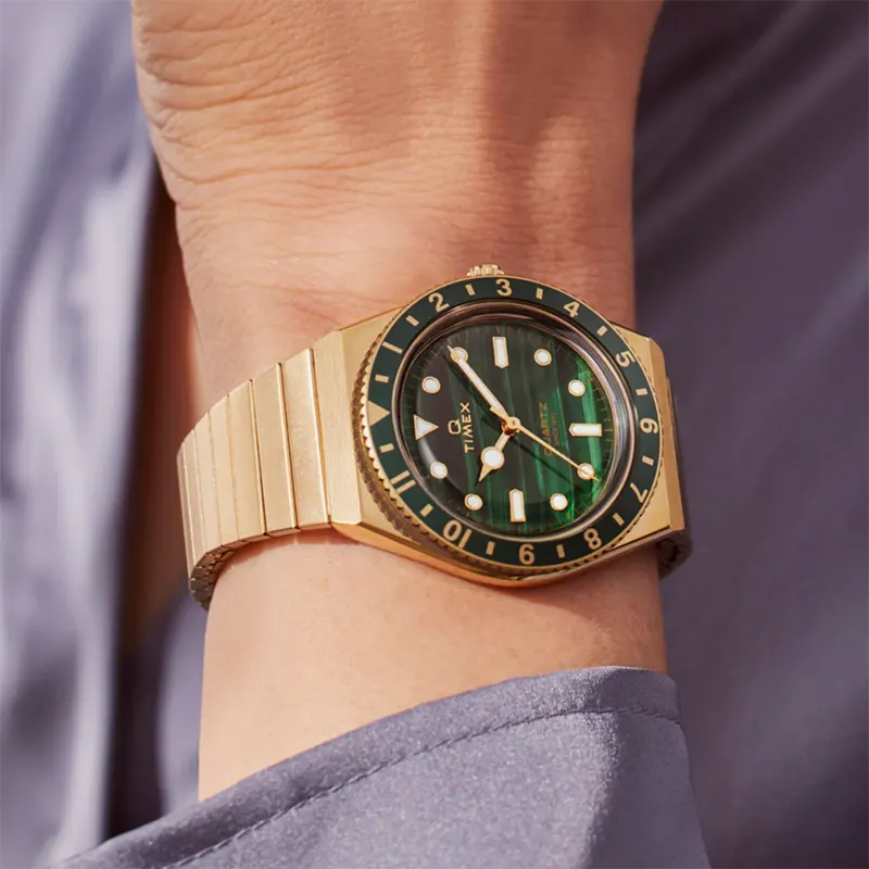 Timex Q 36mm Gold-Tone Green Malachite Dial Watch- TW2V92200 watch product view 6
