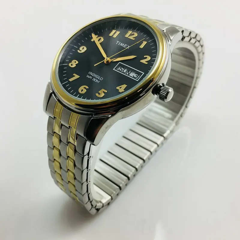 Timex Two-tone Black Dial Unisex Watch- T26481 watch bracelet clasp and caseback