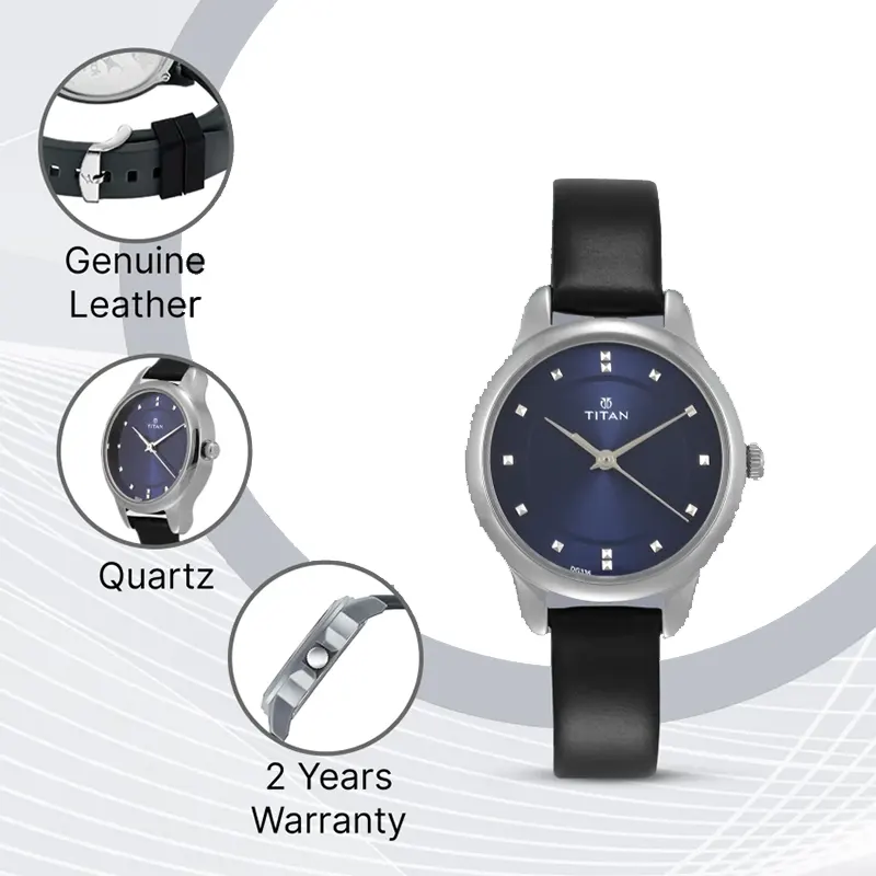 Titan Workwear Blue Dial Leather Ladies Watch- 2481SL08 | Watch Shop BD