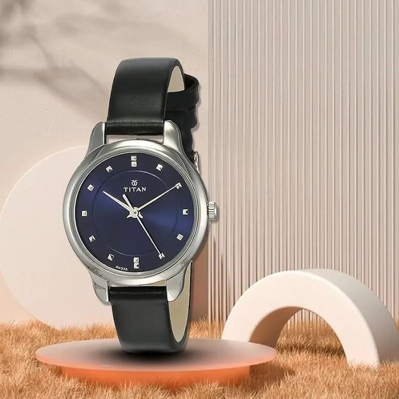 Titan Workwear Blue Dial Leather Ladies Watch- 2481SL08 | Watch Shop BD