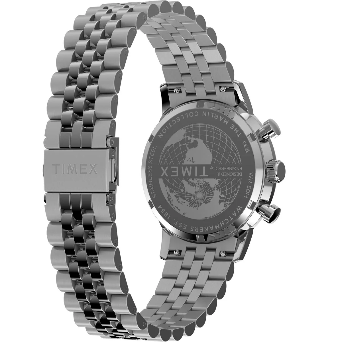 Timex Marlin Ice Blue 40mm Dial Men's Watch- TW2Y66500 TW2Y66500UJ watch bracelet clasp and caseback