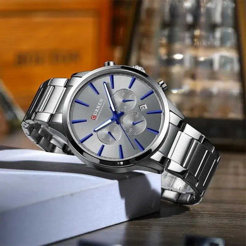 Curren Chronograph Quartz Grey Dial Men’s Watch- 8435 | Watch Shop BD
