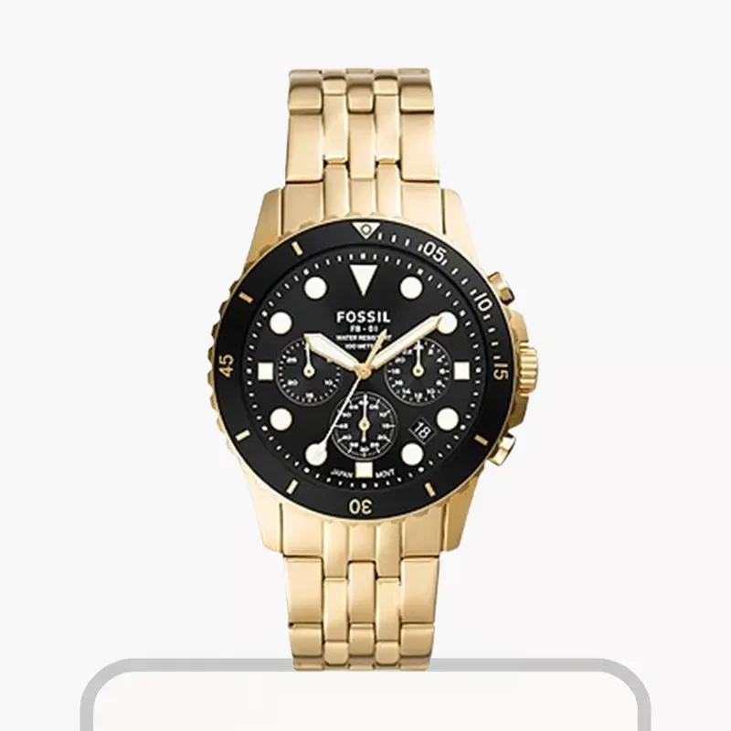 Fossil FB-01 Chronograph Gold-Tone Black Dial Men's Watch- FS5836