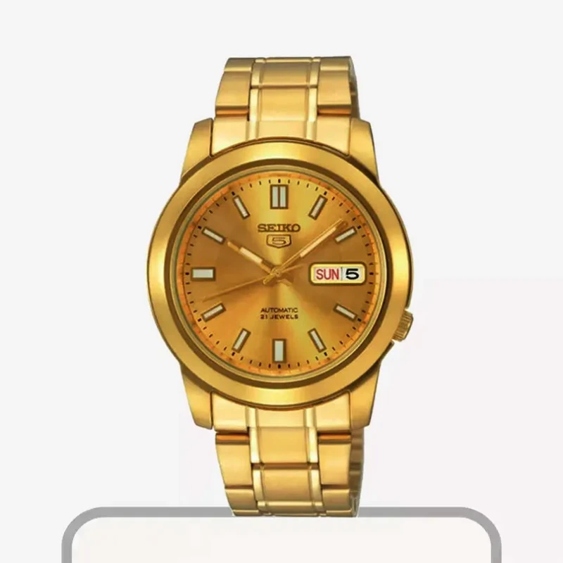 Seiko 5 Automatic Yellow Gold-tone Premium Men's Watch- SNKK20K1