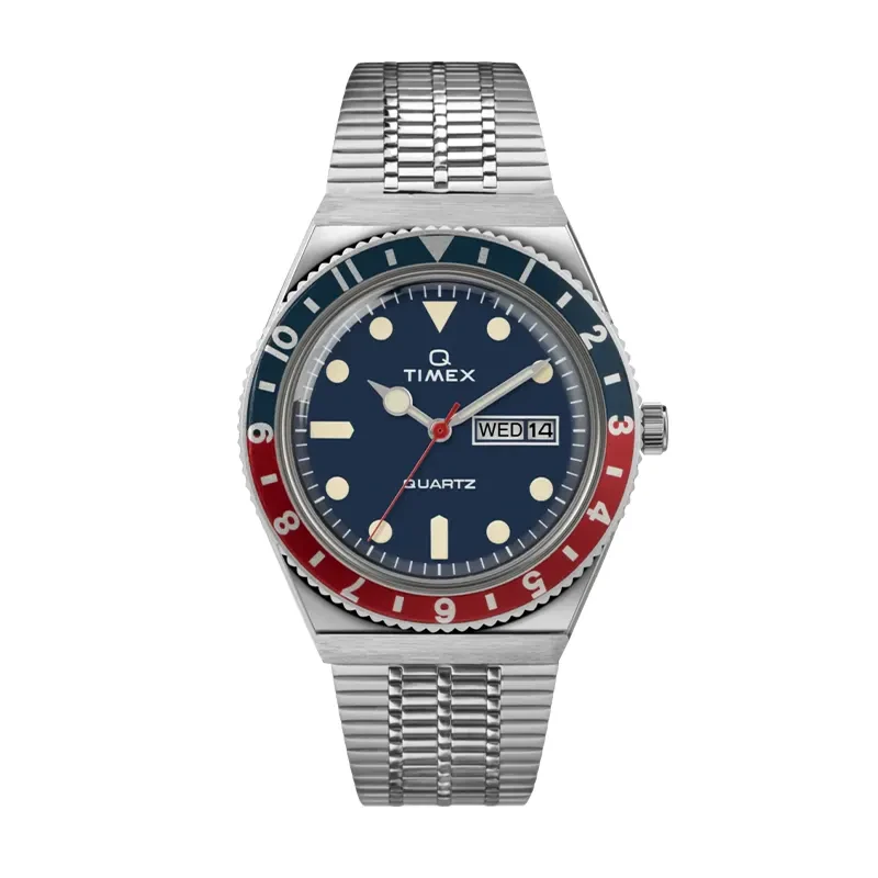 Timex Q Reissue Blue Dial Pepsi Men's Watch- TW2T80700 TW2T80700U9 watch, front product view