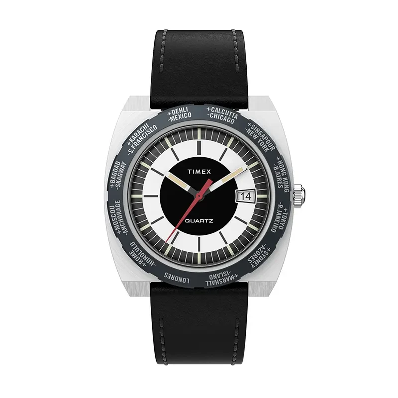 Timex World Time 1972 Reissue Black Dial Men's Watch- TW2V69500 watch, front product view