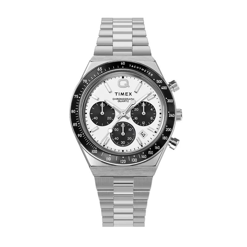 Timex Q Diver Inspired Chronograph White Dial Watch- TW2W53300 watch, front product view