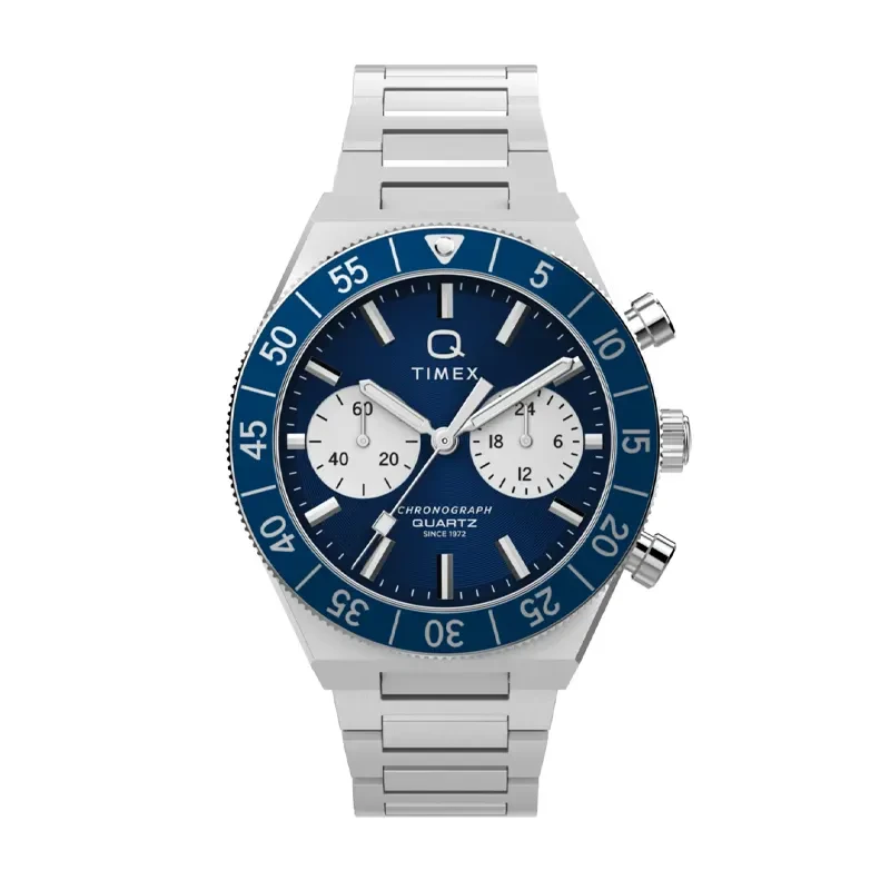 Timex Q Continental Chronograph Blue Dial Watch- TW2Y55900 watch, front product view