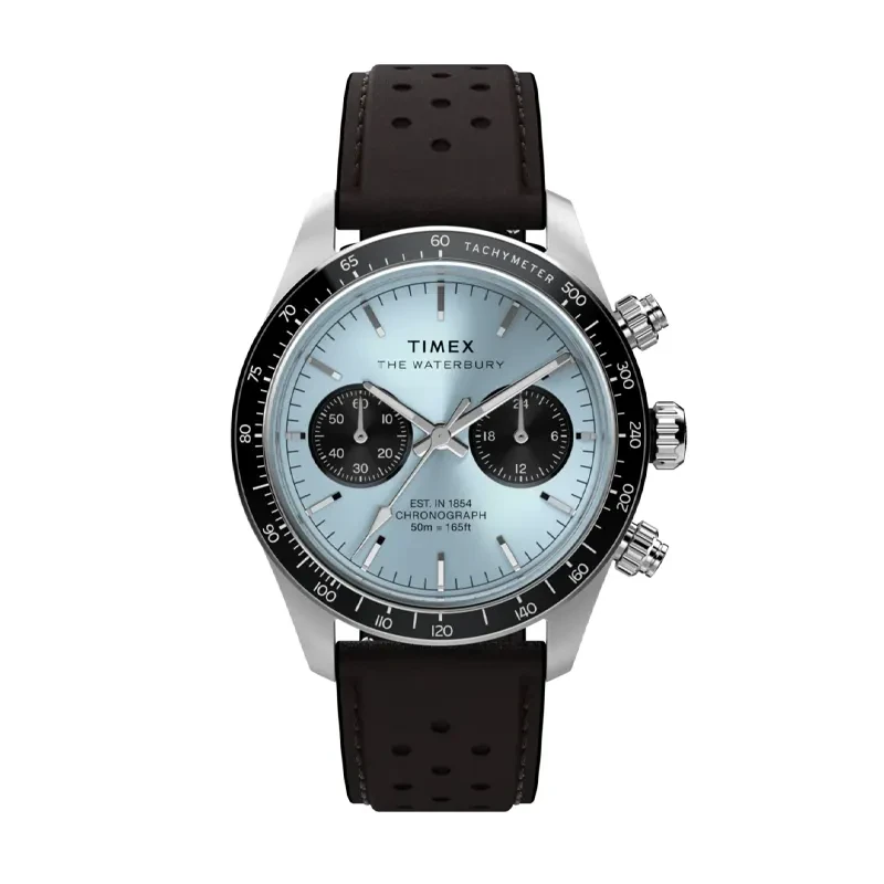 Timex Waterbury Heritage Chronograph Ice Blue Dial Men's Watch- TW2Y70600 watch, front product view