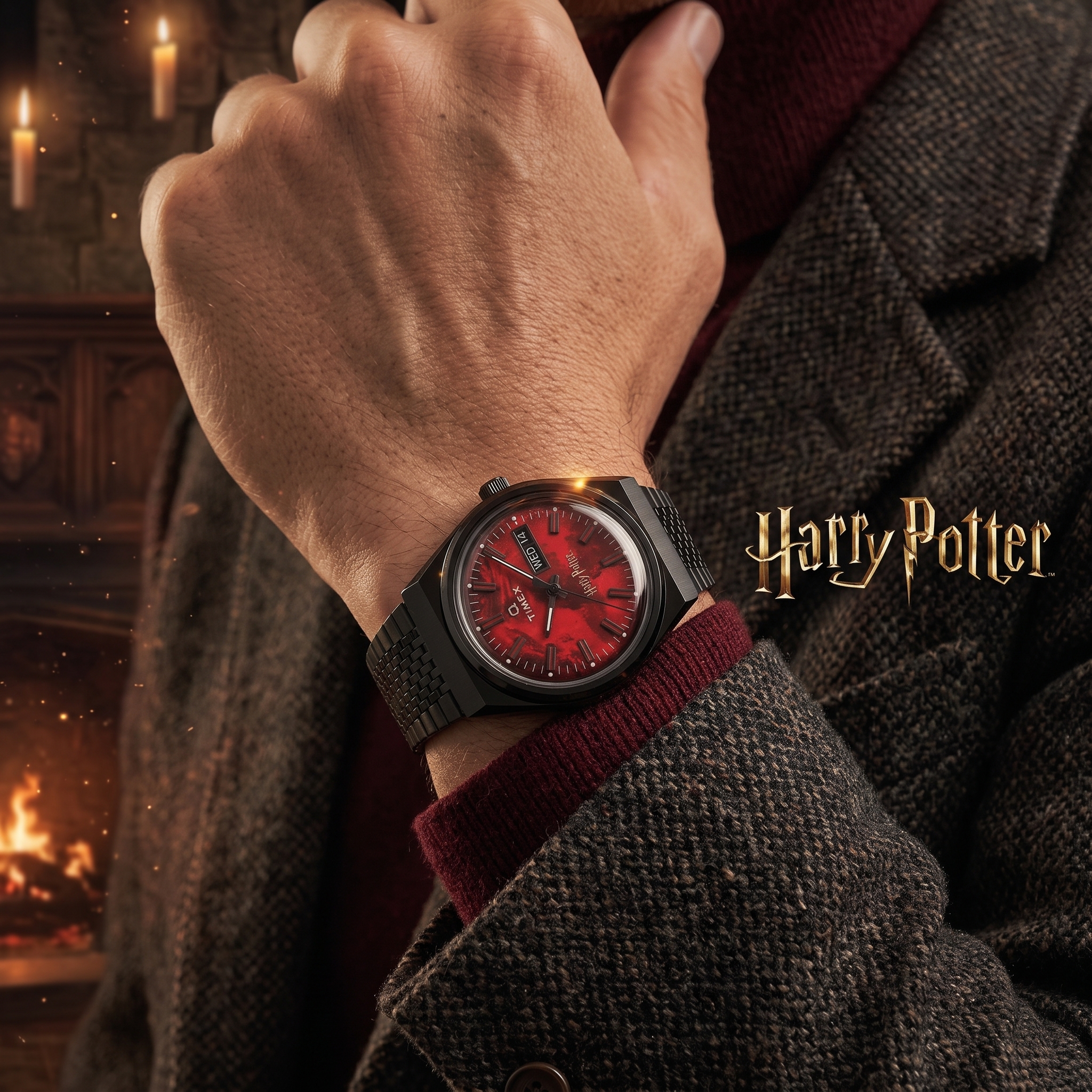 Timex Harry Potter x Sorcerer’s Stone Men’s Watch- TW2Y99700 watch dial and case detail