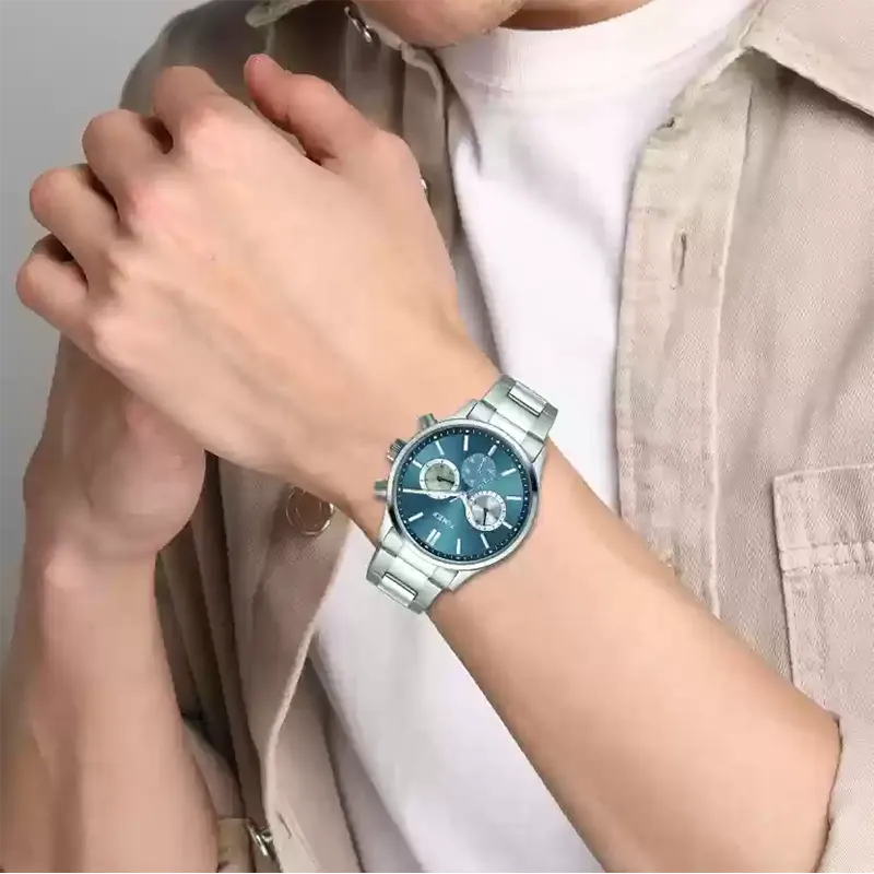 Timex Multifunction Blue Dial Men's Watch- TWEG19604 Dial & Angle View - Watch 24 BD