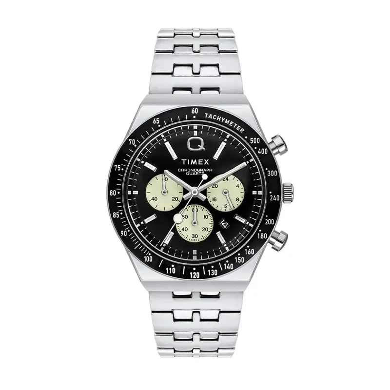 Timex Q Chronograph Black Dial Men's Watch- TWEG26402 watch, front product view
