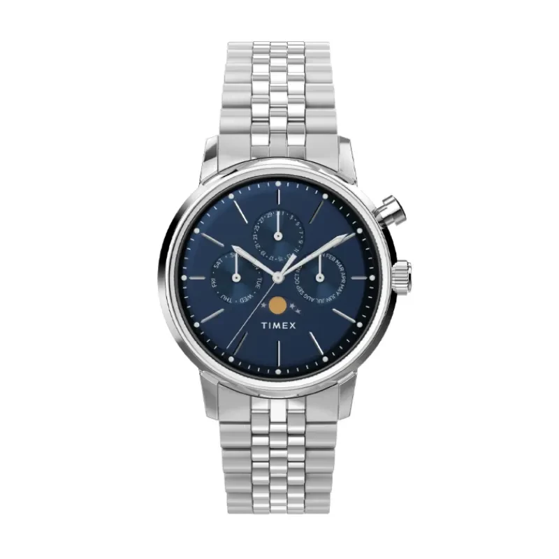 Timex Marlin® Chronograph Moon Phase Blue Dial Men's Watch- TWEG26802 watch, front product view