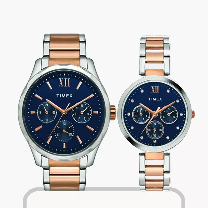 Timex Couple Pair Empera Multifunction Blue Dial Watch- TW00PR267 - 100% Original Timex Watch in Bangladesh - Watch 24 BD