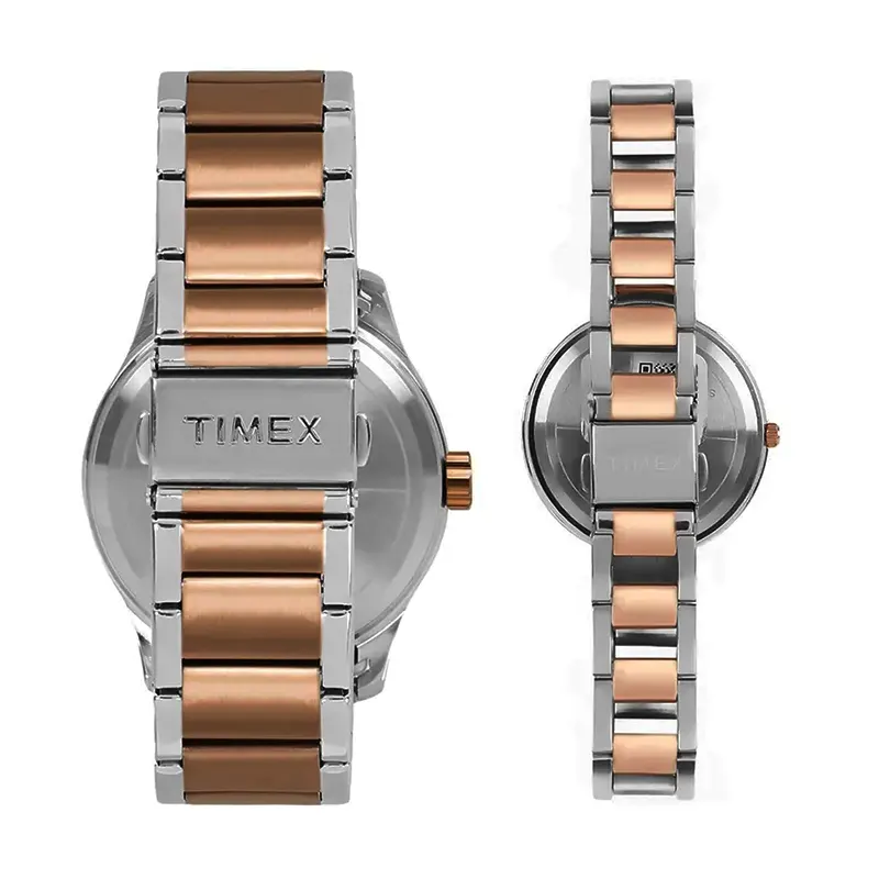 Timex Couple Pair Empera Multifunction Blue Dial Watch- TW00PR267 Dial & Angle View - Watch 24 BD
