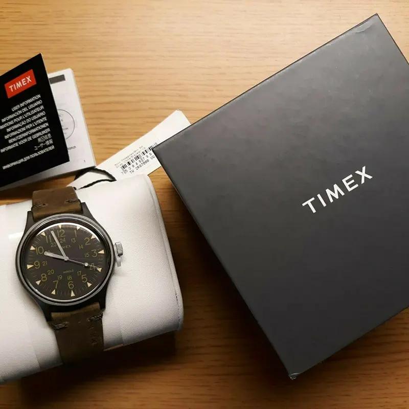 Timex MK1 Field Watch Line Black Dial Men's Watch- TW2R97000VK watch dial and case detail
